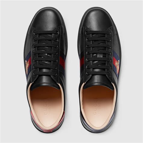 Sneaker Ace uomo ricamata in pelle nera 